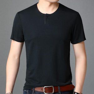 Cotton short sleeve t-shirt men's combed cotton sweat absorbing round neck T-shi
